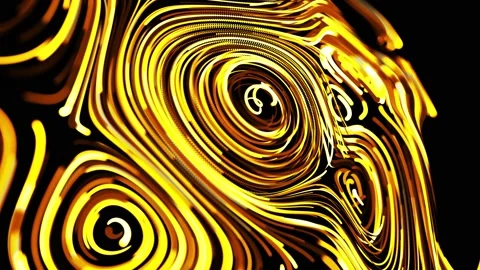 Yellow flow of particles forms curled glow lines or light streaks like glow Stock Footage 140211886