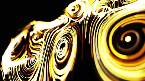 Yellow flow of particles forms curled glow lines or light streaks like glow Stock Footage 140211890