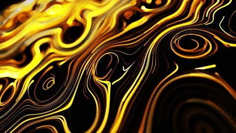 Yellow flow of particles forms curled glow lines or light streaks like glow Stock Footage 140212265