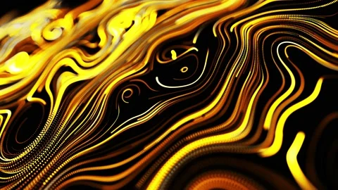 Yellow flow of particles forms curled glow lines or light streaks like glow Stock Footage 140212405