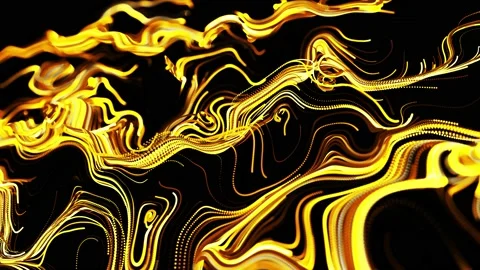 Yellow flow of particles forms curled glow lines or light streaks like glow Stock Footage 140212498