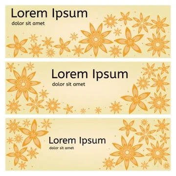 Yellow flower banners. Stock Illustration