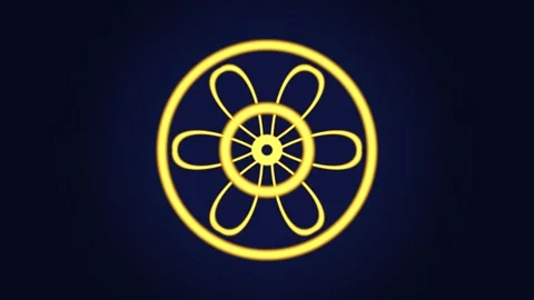 Yellow flower design on dark background with simple shapes Stock Footage 338289142