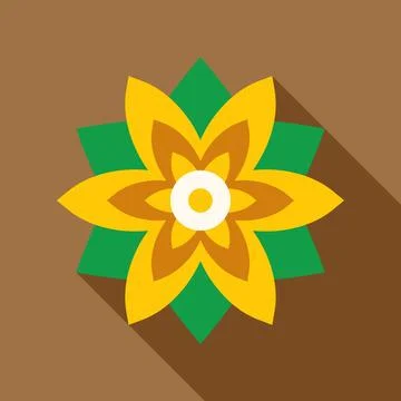 Yellow flower flat design icon with long shadow Stock Illustration