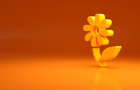 Yellow Flower icon isolated on orange background. Sweet natural food. Minimalism Illustrazione stock