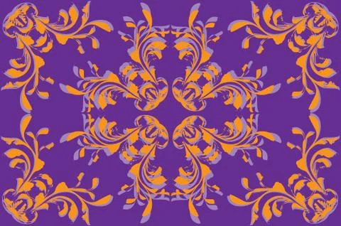 Yellow flower pattern on violet background イラスト素材