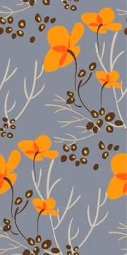 Yellow flower seamless pattern vector floral design primitive scandinavian 스톡 일러스트