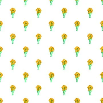Yellow flowers bouquet seamless pattern on white background Stock Illustration