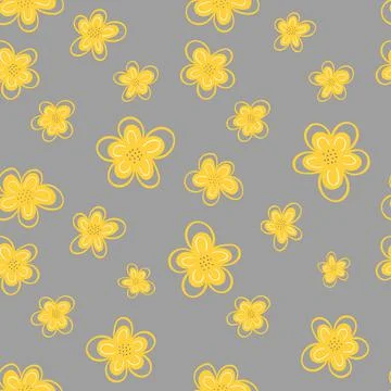 Yellow flowers of daisies seamless pattern. Stock Illustration