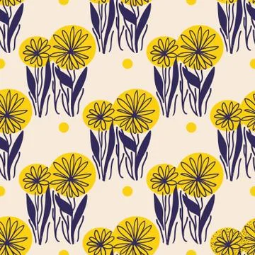 Yellow flowers pattern Stock Illustration