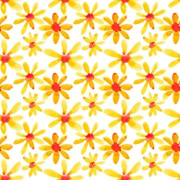 Yellow flowers seamless pattern Stockfoto's