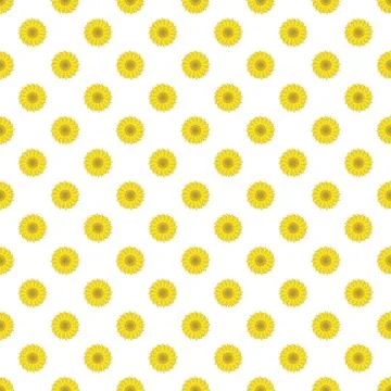 Yellow Flowers Seamless Pattern Vector on Isolated White Background Stock Illustration