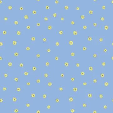 Yellow flowers seamless vector pattern on blue Illustrazione stock