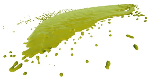 Yellow fluid flow hits a surface. Colored paint Stock Footage