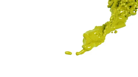 Yellow fluid splash in motion. in slow motion. Colored paint Stock Footage 68141616