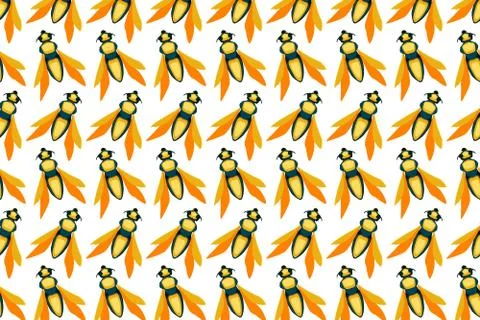 Yellow fly pattern on white. Insects bright background Stock Illustration