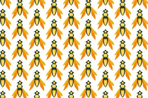 Yellow fly pattern on white. Insects bright background Stock-Illustration