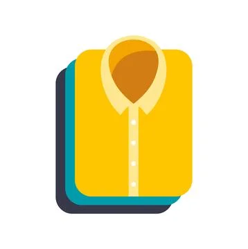 Yellow folded shirt icon representing laundry service Stock Illustration