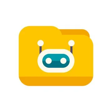 Yellow folder with ai robot face icon Illustrazione stock