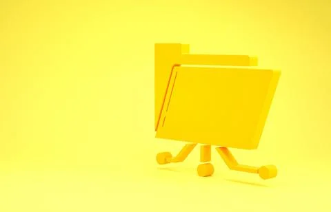 Yellow Folder and lock icon isolated on yellow background. Cyber defense. Sec Stock Illustration