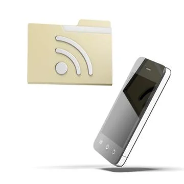 Yellow folder and mobile phone Stock-Illustration
