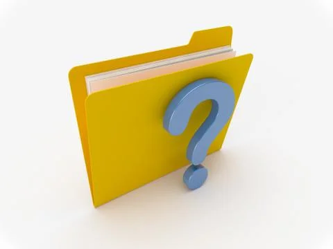 Yellow Folder With Blue Question Mark Stock Illustration