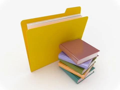 Yellow Folder With Book Stack Stock Illustration