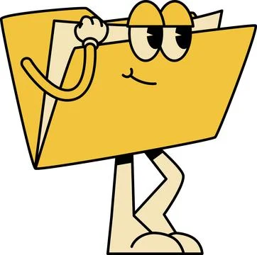 Yellow Folder Character Holding File Data Management and Organization Mascot 스톡 일러스트
