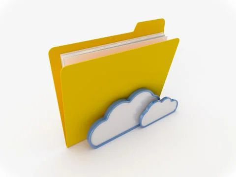 Yellow Folder With Clouds Stock Illustration