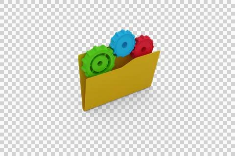 Yellow folder with colorful gears Illustrazione stock