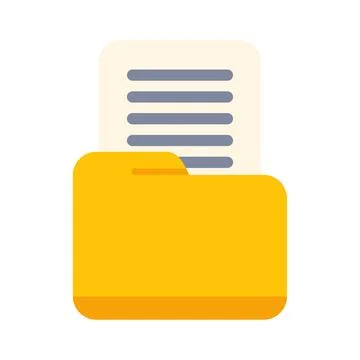 Yellow folder containing a document with text lines Stock Illustration