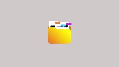 Yellow folder with document extension labels animation 스톡 동영상 346884198