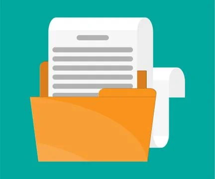 Yellow folder with document paper roll Stock Illustration