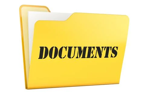 Yellow folder with documents. 3D rendering Stock Illustration