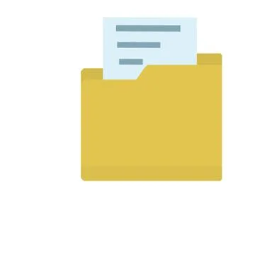 Yellow folder with documents. Office element. Paper file. Stock Illustration