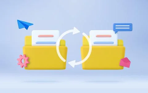 Yellow folder with files. 스톡 일러스트