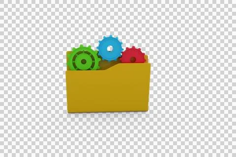 Yellow folder with gears Stock Illustration