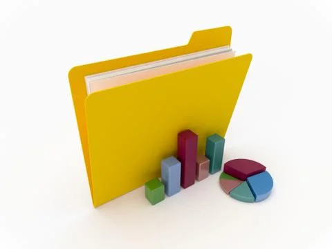 Yellow Folder With Graphics and Chart Stock Illustration