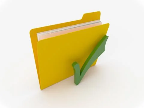 Yellow Folder With Green Check Mark Stock Illustration