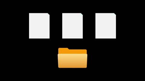 Yellow folder icon animation with 3 blank placeholder document papers. Stock Footage 346768457