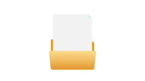 Yellow folder icon animation with blank placeholder document paper reveal. Stock Footage 346768510