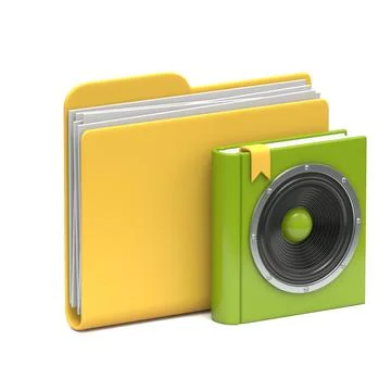Yellow folder icon Audio book 3D Stock Illustration