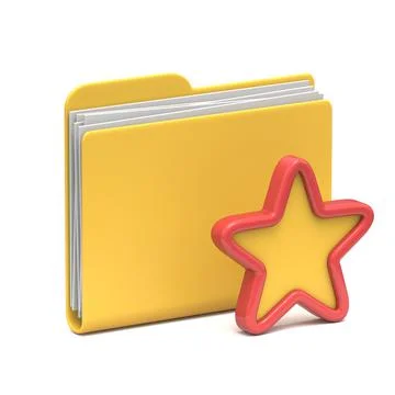 Yellow folder icon Bookmarks concept 3D Stock Illustration