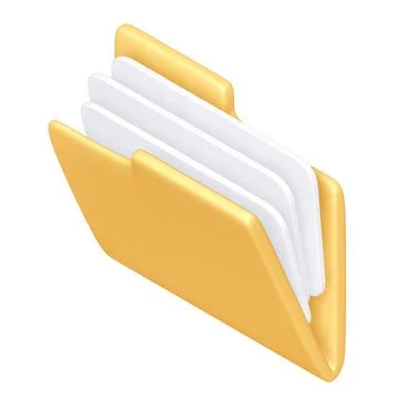 Yellow Folder Icon with Clipping Path, 3d rendering Stock Illustration