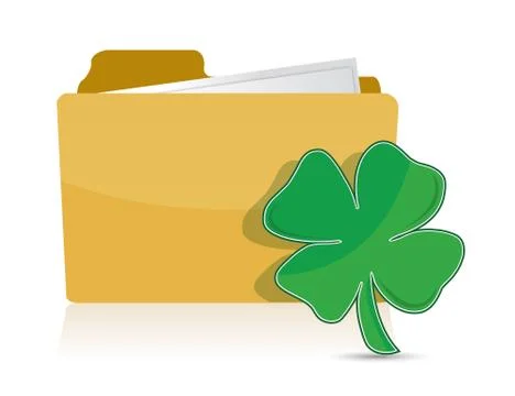 Yellow folder icon with clover illustration design over white Illustrazione stock