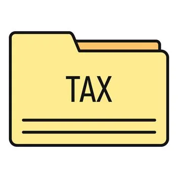 Yellow folder icon displaying tax documents concept Stock Illustration