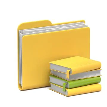Yellow folder icon eBooks 3D Stock Illustration