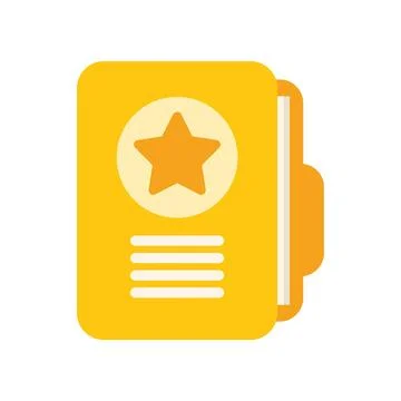 Yellow folder icon featuring a star representing important documents Stock Illustration