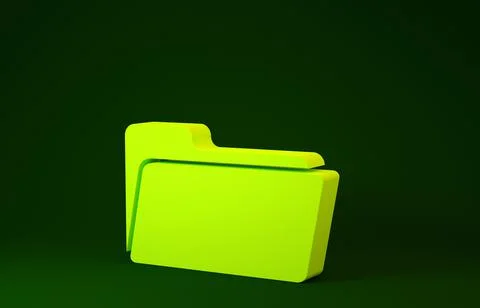 Yellow Folder icon isolated on green background. Minimalism concept. 3d illus Illustrazione stock