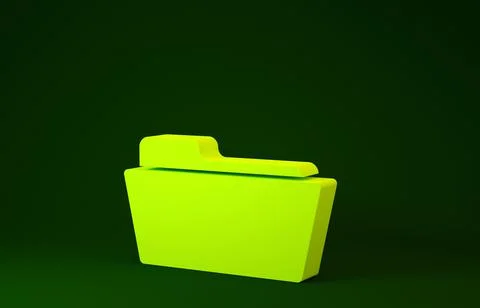 Yellow Folder icon isolated on green background. Minimalism concept. 3d illus 스톡 일러스트